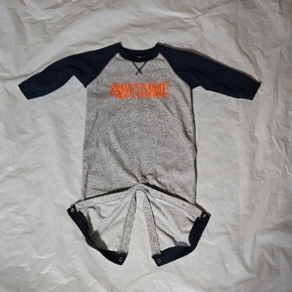 just one you 18 Months Gray Long Sleeve AWESOME Romper Used - Picture 3 of 13